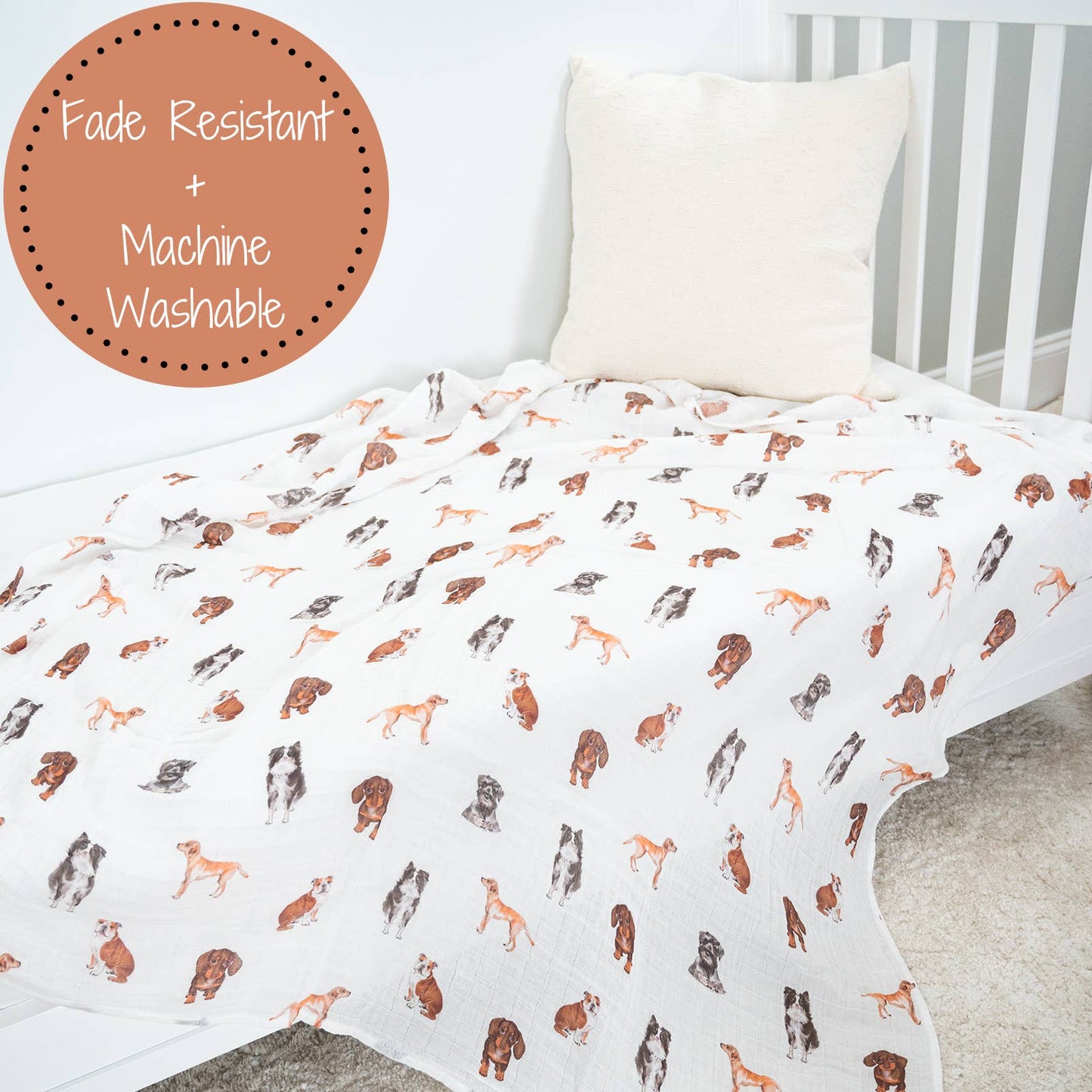 Baby Muslin Swaddle Blanket 47x47 Doggone Cute