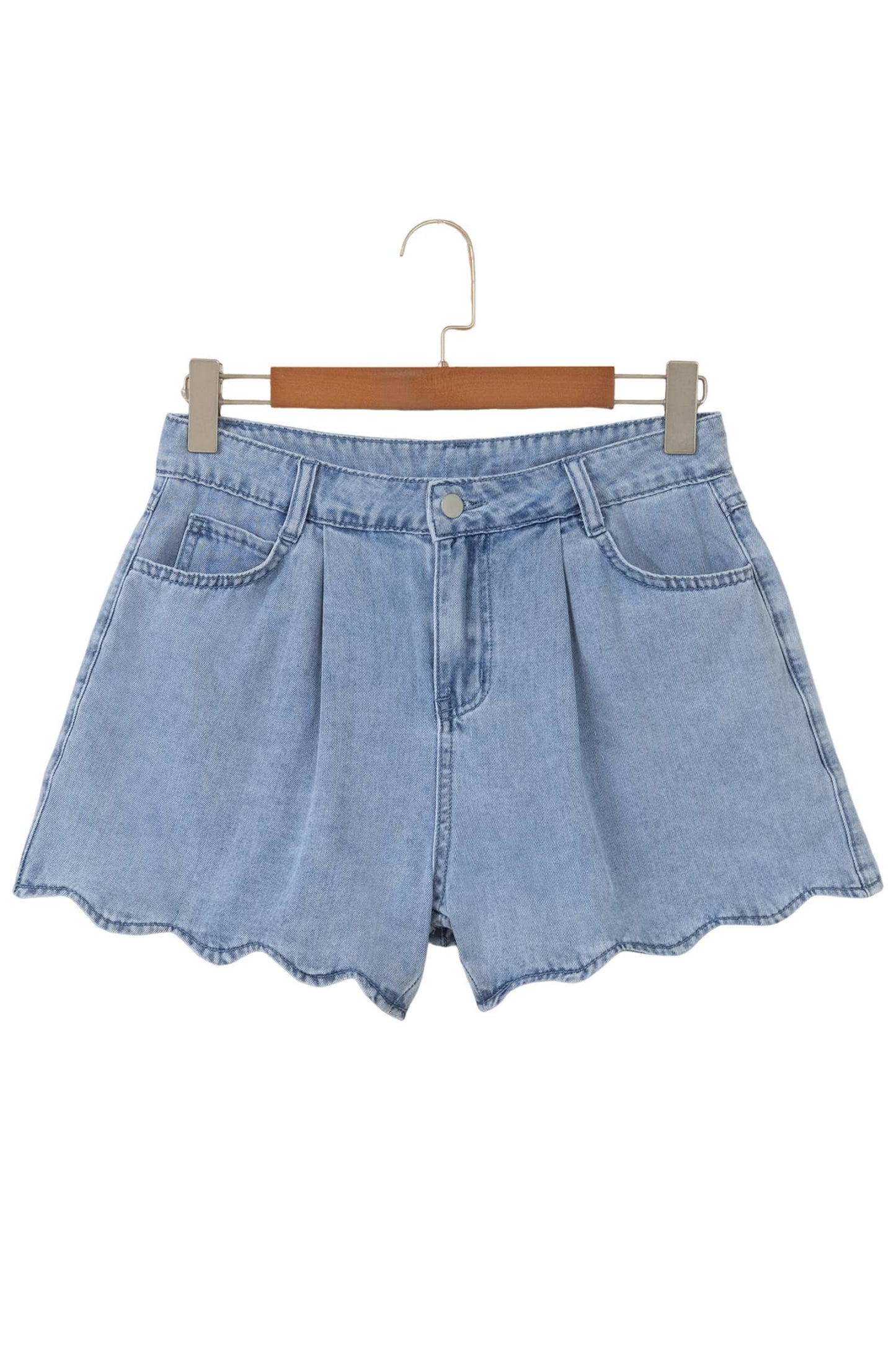 Western Scalloped Trim Pockets Denim Shorts | 4-16