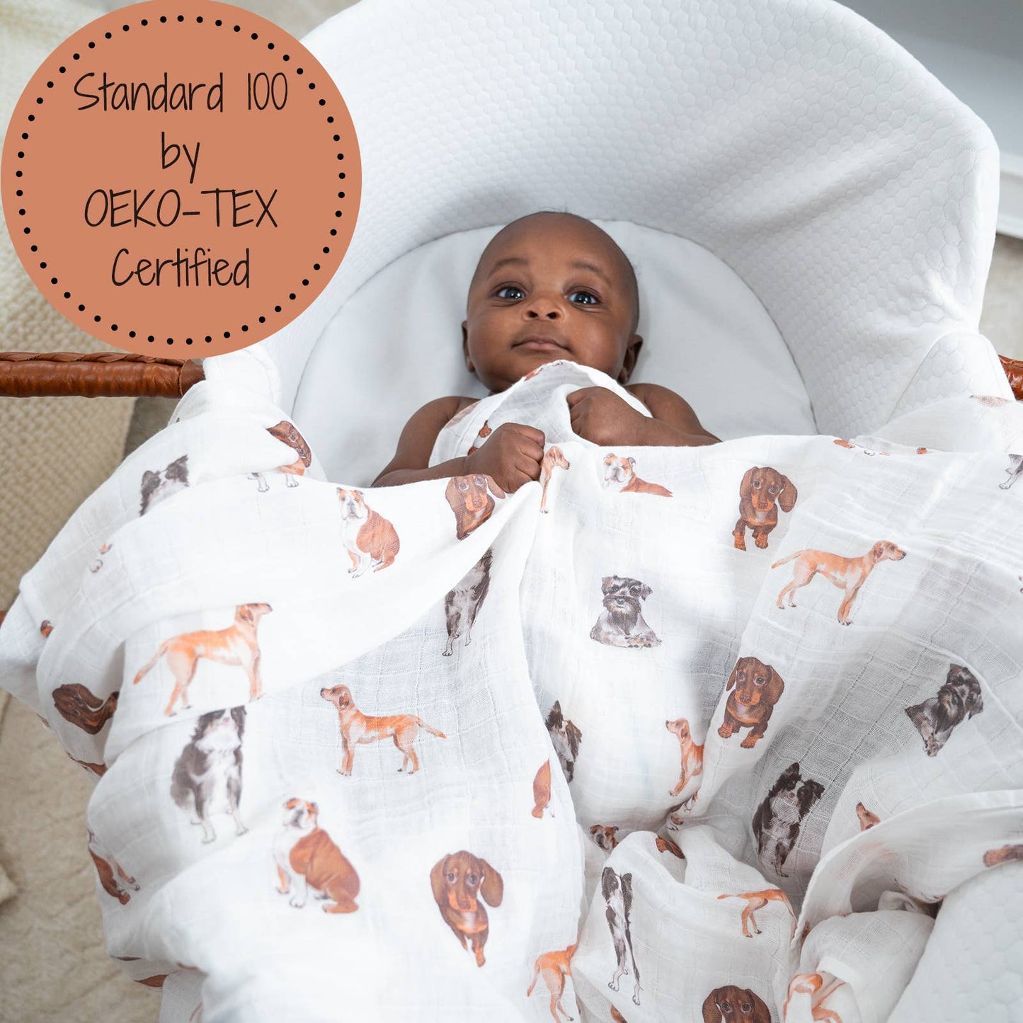 Baby Muslin Swaddle Blanket 47x47 Doggone Cute