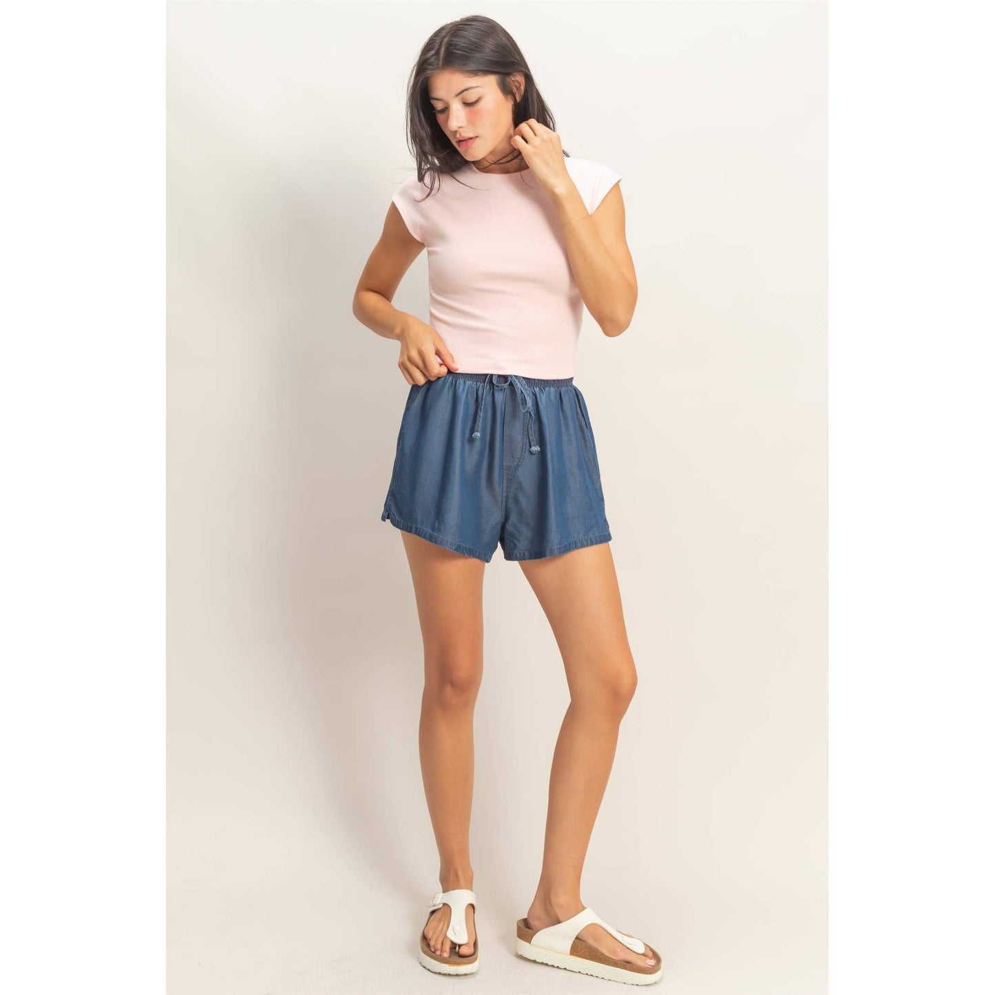 Fitted Cropped Cap Sleeve Top