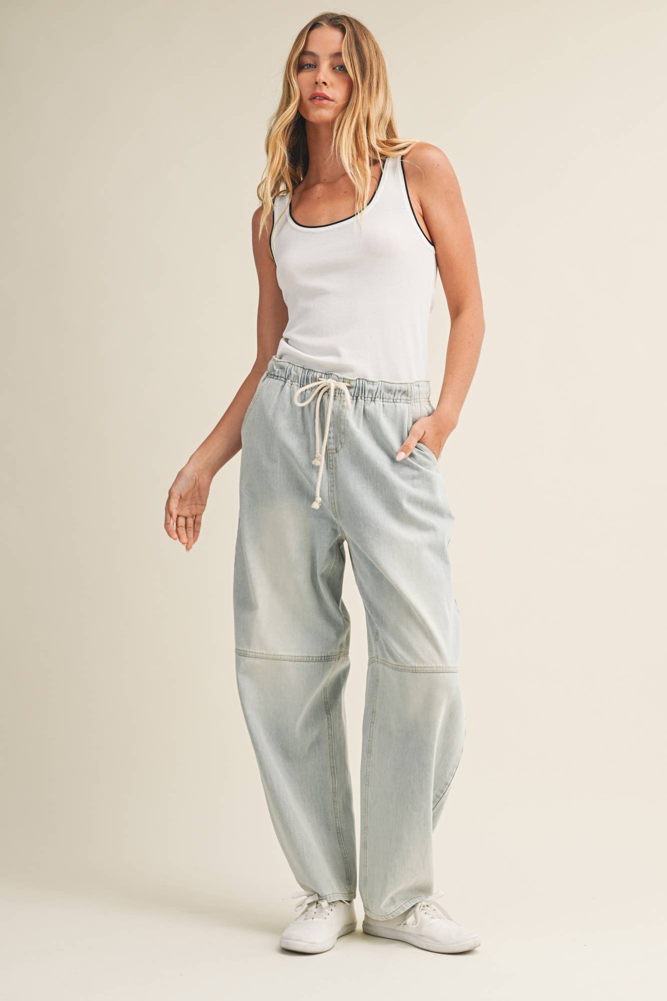 Contrast Piped Ribbed Knit Tank