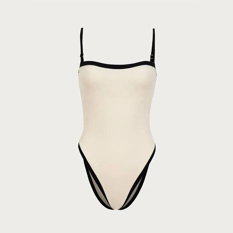 Simple Color Block Sexy One Piece Swimwear