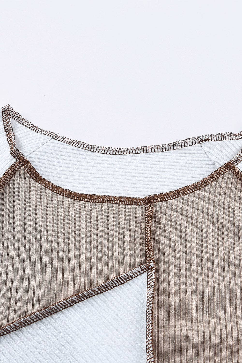 Color Block Seaming Trim Rib Knit Top