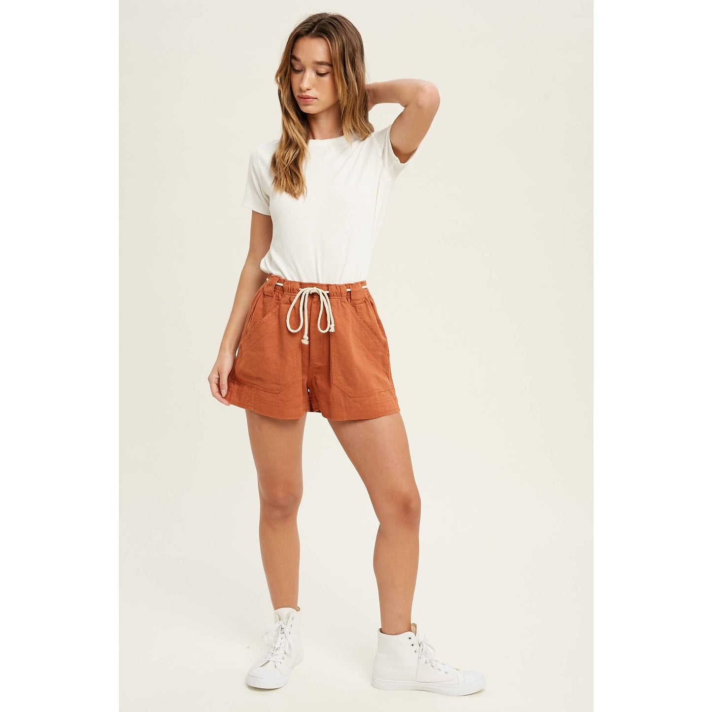 RIBBED KNIT BASIC T-SHIRT