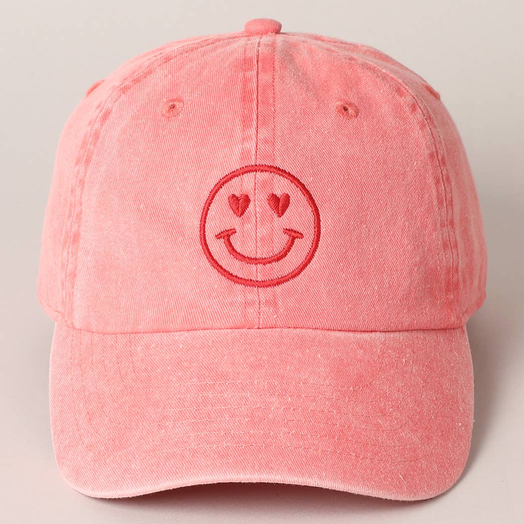 Valentine's Day Heart Happy Face Embroidered Cap