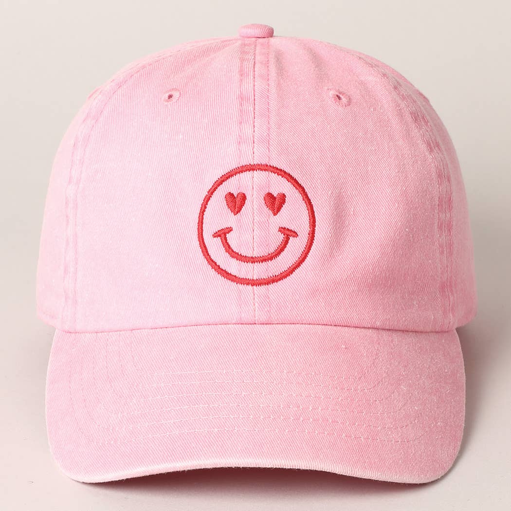 Valentine's Day Heart Happy Face Embroidered Cap