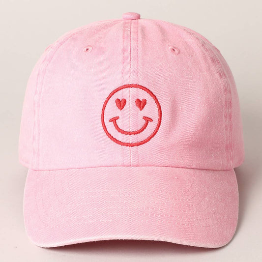 Valentine's Day Heart Happy Face Embroidered Cap
