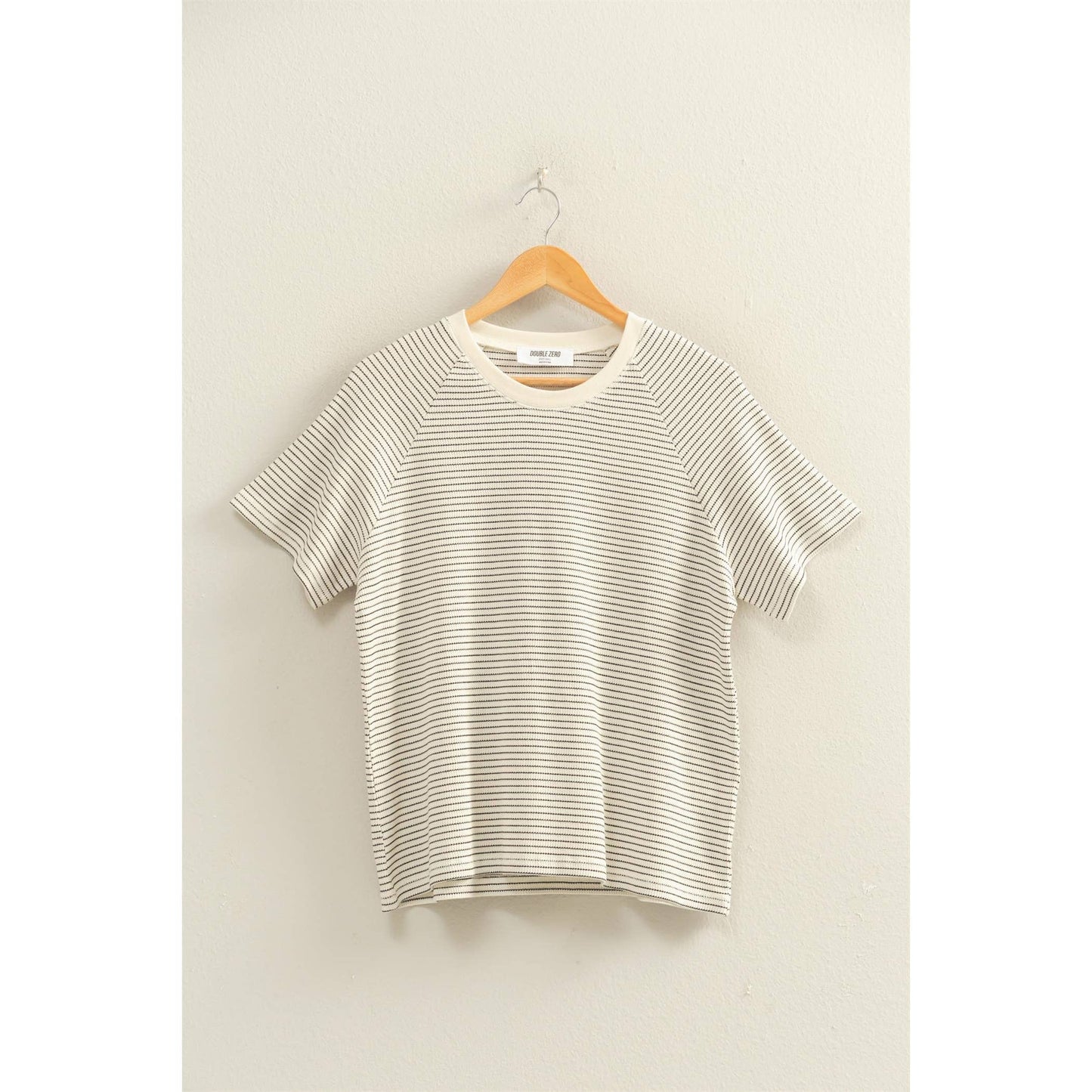 Textured Striped Raglan Sleeve Tee