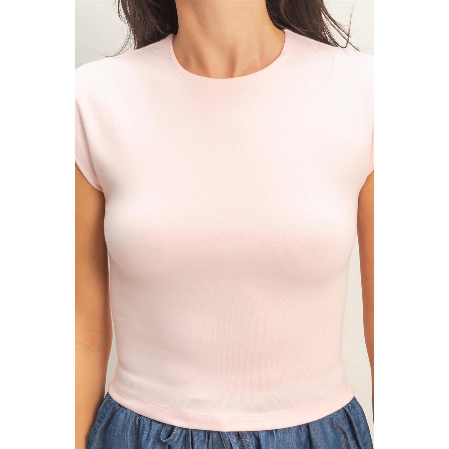 Fitted Cropped Cap Sleeve Top