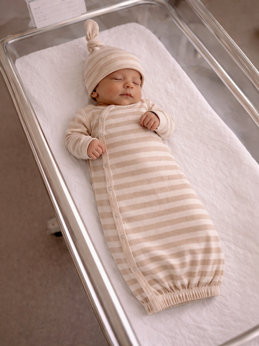 Biscuit Stripe / Organic Gown