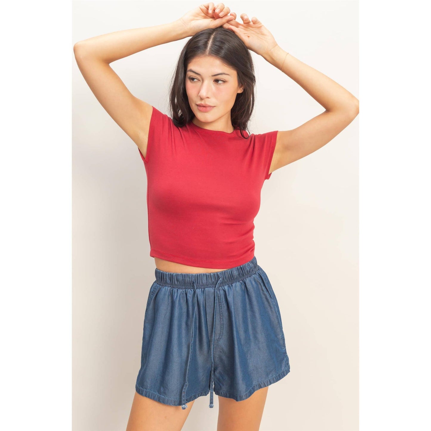 Fitted Cropped Cap Sleeve Top