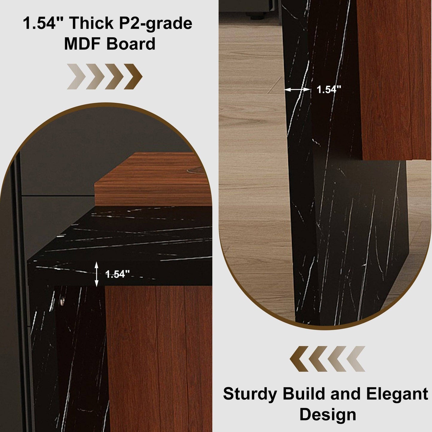 Salon Reception Desk, Marble-Look LED Front Desk, 63"