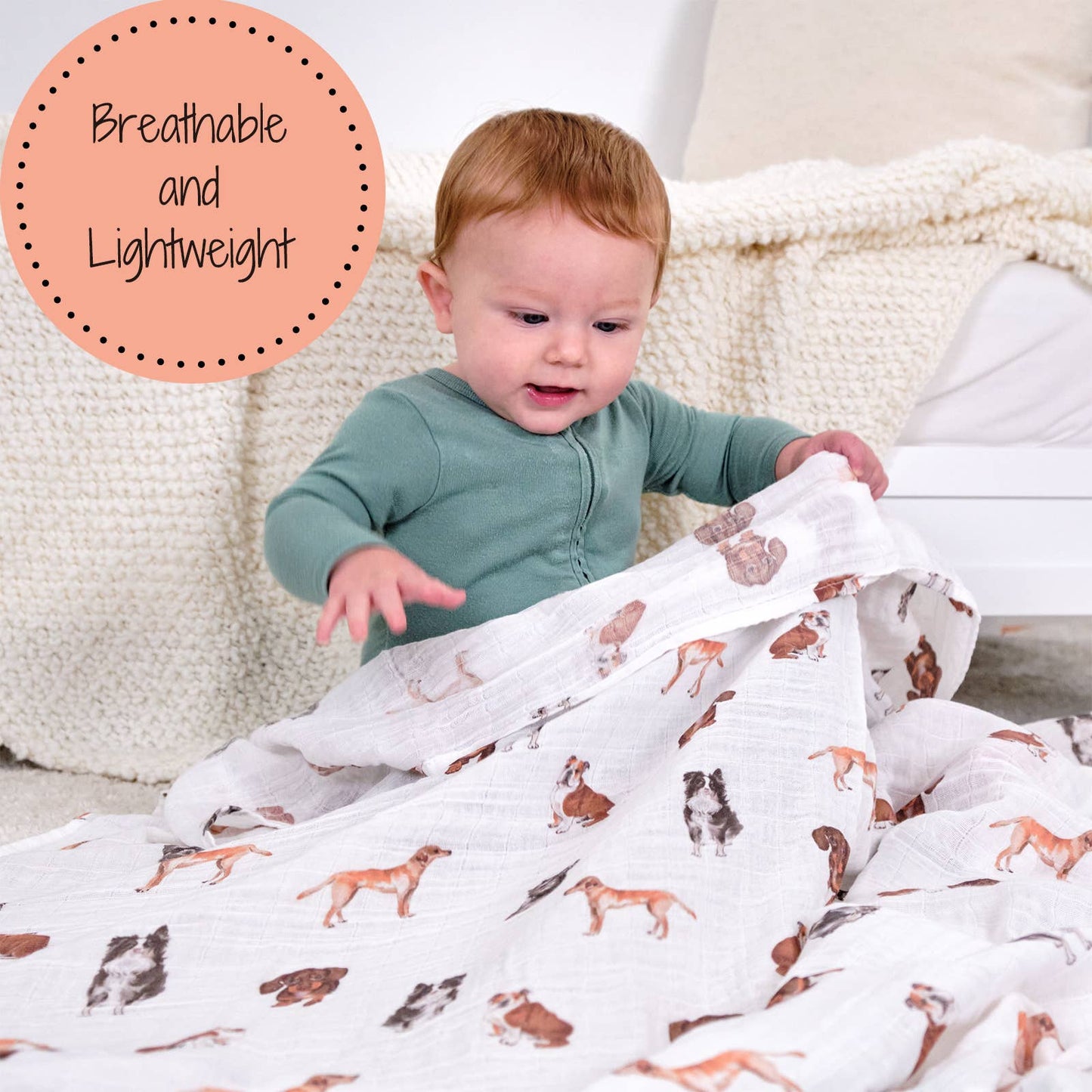 Baby Muslin Swaddle Blanket 47x47 Doggone Cute