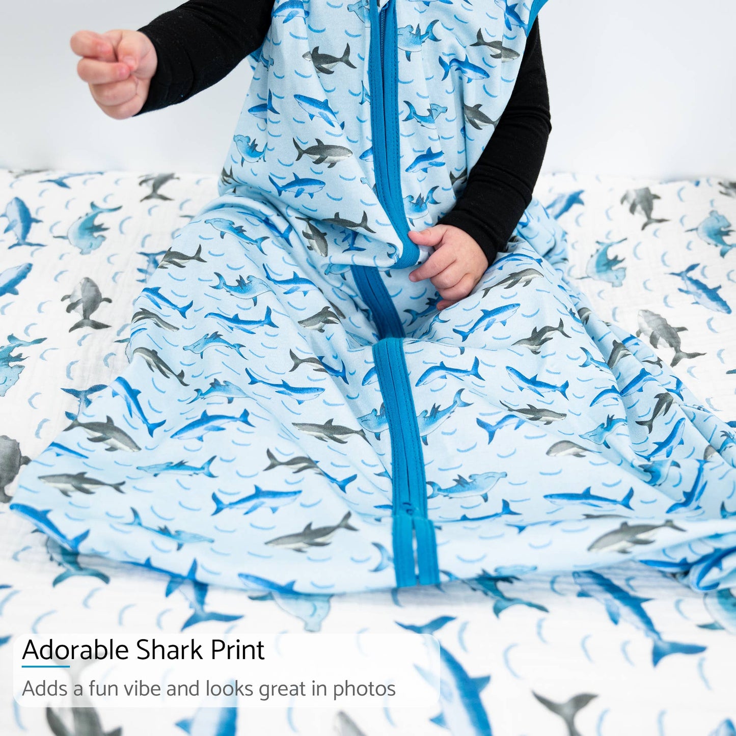 Organic Cotton Sleep Sack 0.5 TOG Jawsome Shark