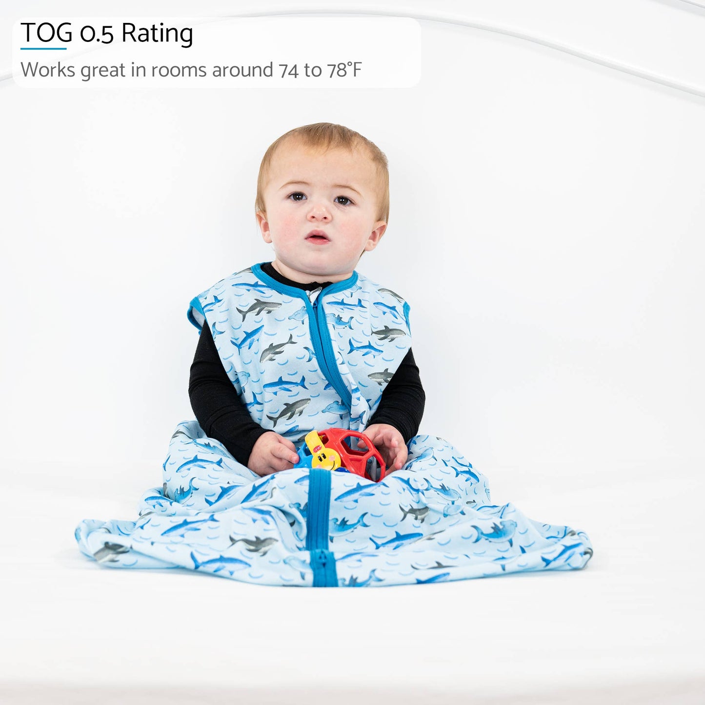 Organic Cotton Sleep Sack 0.5 TOG Jawsome Shark