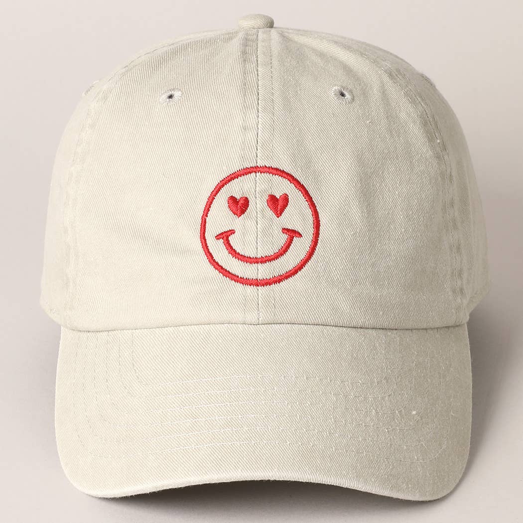 Valentine's Day Heart Happy Face Embroidered Cap